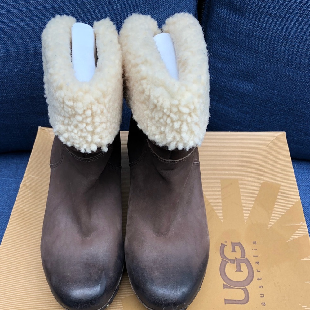 Ugg Leather Sherpa Clog Platform Boot - image 1